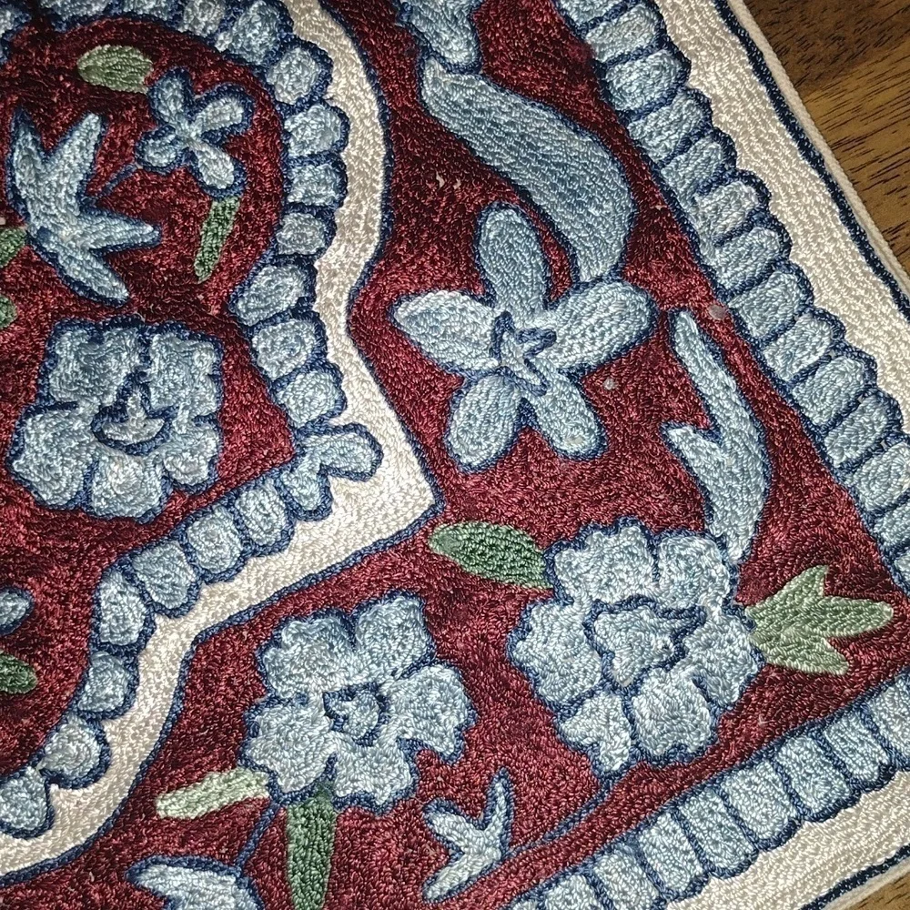 Hand Embroidered Decorative Pillow Cover. Made in India. 16x16